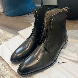 Black Handmade Pure Leather Men's Boots